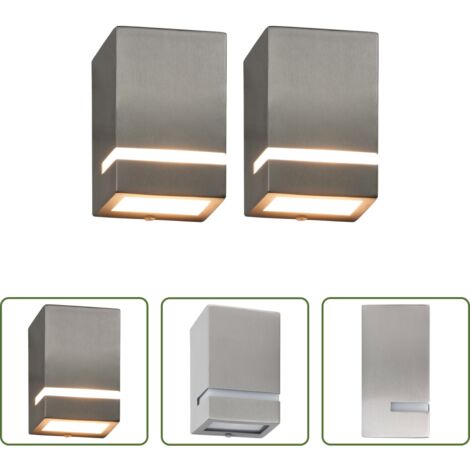 Lámparas de pared -  Lámparas de pared de exterior 2 uds 35 W plateado semicircular