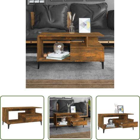 Mesa de salón -  Mesa de centro madera contrachapada roble ahumado 90x49x45 cm