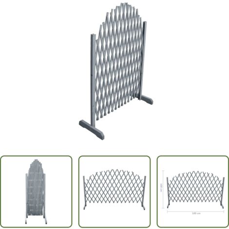 vidaXL Valla de jardín -  Valla de enrejado de madera maciza de abeto gris 1,8x1 m