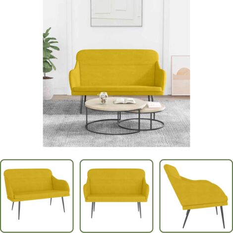 vidaXL Banco de lectura -  Banco de terciopelo amarillo 110x76x80 cm