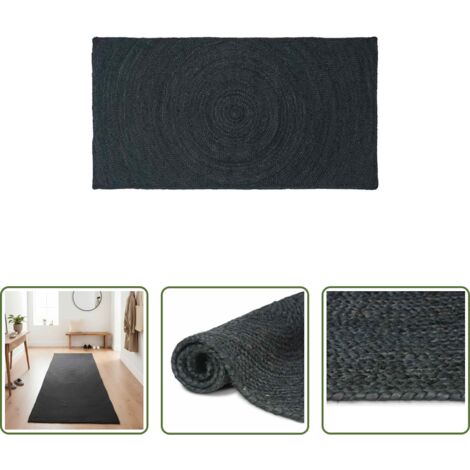 Alfombra moderna -  Alfombras de área Rectangular Gris oscuro 100 x 200 cm yute