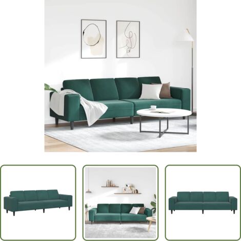 vidaXL Sofá verde oscuro -  Sofá de sala Verde oscuro 250 x 77 x 76 cm