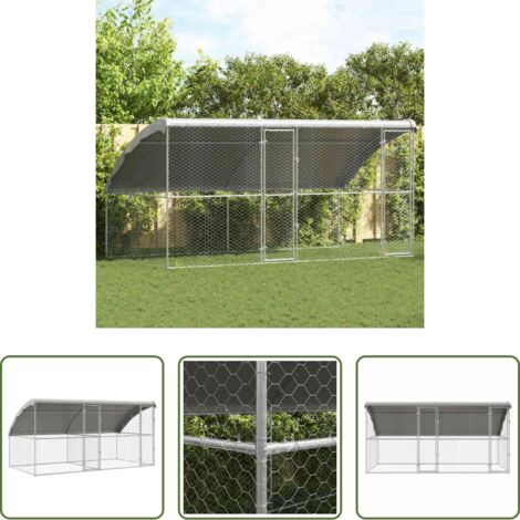 Perrera exterior - Refugio para perros 2 pcs Plateado 4 x 2 x 2 m
