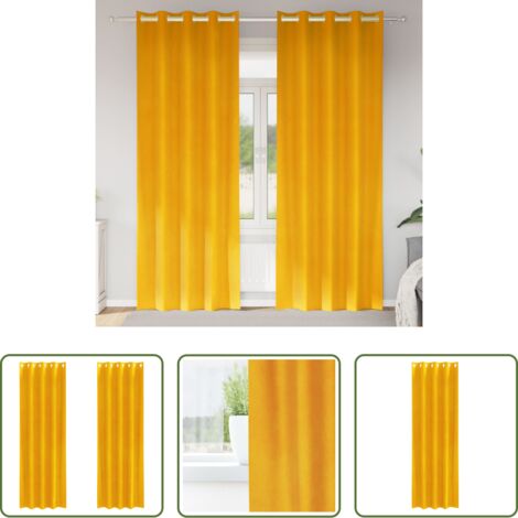 Cortinas de terciopelo -  Cortinas opacas 2 pcs Amarillo Mostaza 140 x 225 cm Terciopelo