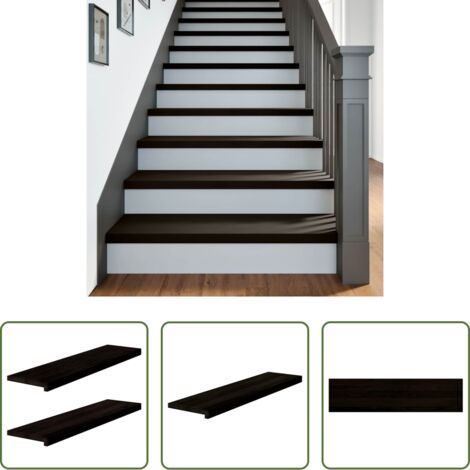 vidaXL Escalones de roble -  Peldaños de escalera 2 uds madera maciza roble marrón oscuro