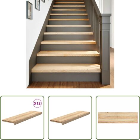 vidaXL Alféizares de madera -  Peldaños de escalera 12 uds sin tratar 90x25x2 cm