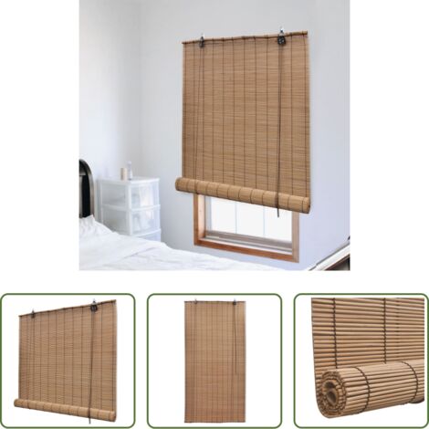 vidaXL Persiana de bambú marrón -  Persiana enrollable de bambú marrón 80x220 cm
