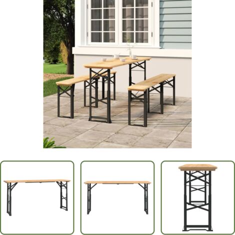 vidaXL Mesa de camping - Mesa plegable de bar madera maciza abeto 170x50x75/105 cm