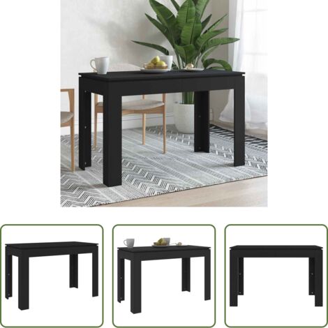 vidaXL Mesa de comedor negra -  Mesa de comedor de madera contrachapada negro 120x60x76 cm