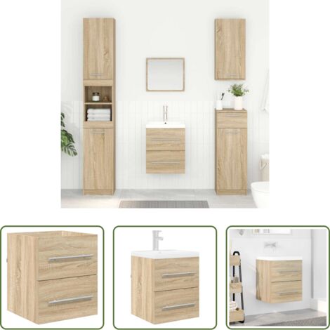 Mueble de baño - Mueble de lavabo con cajón Roble Sonoma 38,5 x 41 x 48 cm