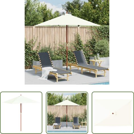 Sombrilla con palo de madera -  Sombrilla de jardín con palo de madera arena 150x200 cm