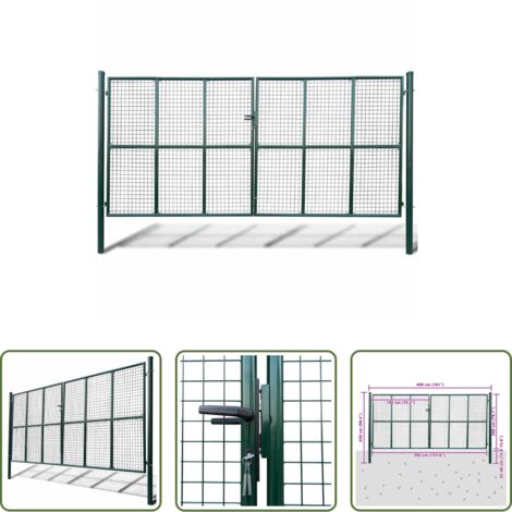 vidaXL Puerta de jardín galvanizada - Puerta de jardín de malla 400x200 cm
