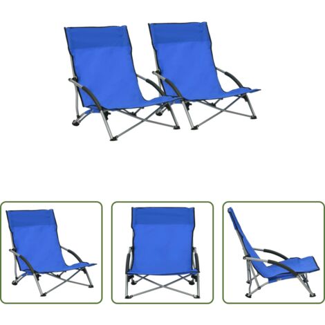 Sillas plegables -  Sillas de playa plegables 2 unidades tela azul
