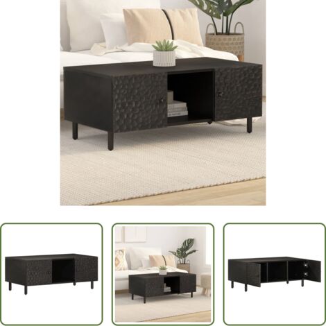 Mesa de salón -  Mesa de centro madera maciza de mango negra 100x54x40 cm