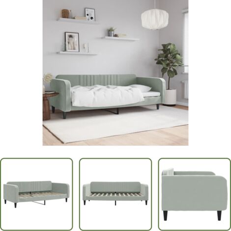 Sofá cama 2 en 1 - Sofá cama sin colchón terciopelo gris claro 100x200 cm