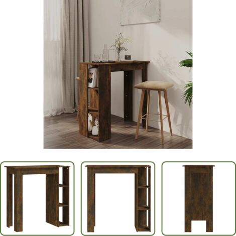 vidaXL Cocina - Mesa alta con estante roble ahumado 102x50x103,5 cm