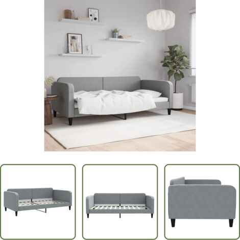 Sofá cama sin colchón -  Sofá cama sin colchón tela gris claro 100x200 cm