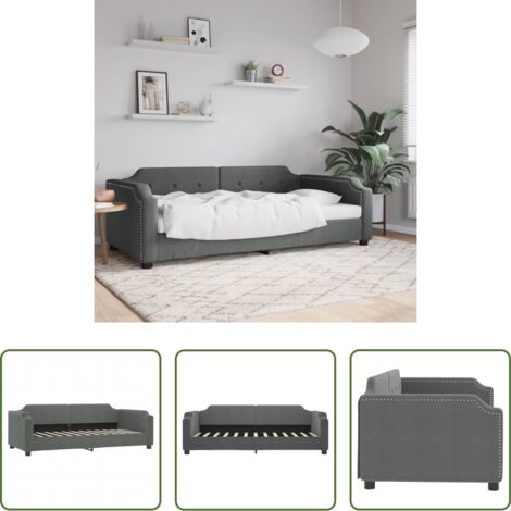 vidaXL Sofá cama gris oscuro - Sofá cama sin colchón tela gris oscuro 90x190 cm