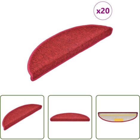 Alfombras antideslizantes -  Felpudos para escaleras (20 unidades, 56 x 17 x 3 cm, Rojos, semicirculares)