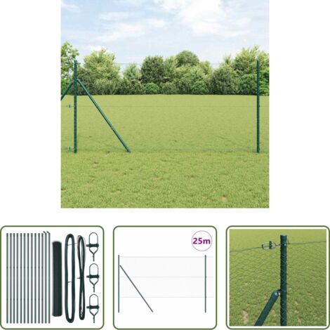 Cerca verde -  Poste de Valla Verde 25 x 1 m (malla de 25 mm) Acero