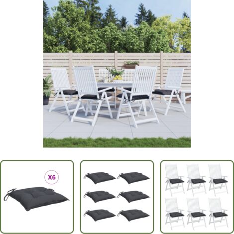 vidaXL Cojines de exterior -  Cojines sillas de jardín 6 uds tela Oxford antracita 40x40x7 cm