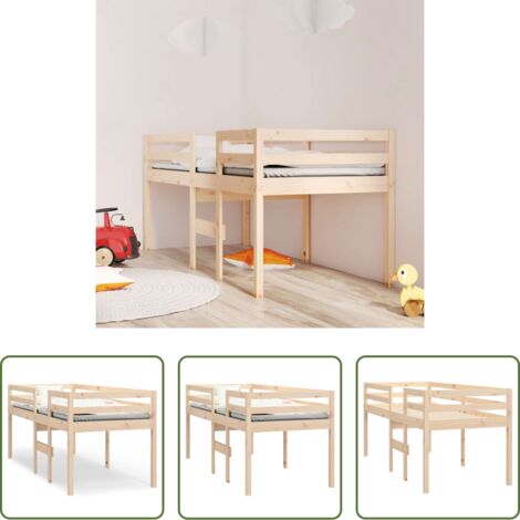 vidaXL Pino -  Cama alta madera maciza pino 80x200 cm