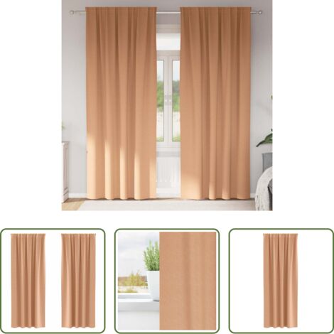 Cortinas blackout -  Cortinas Opacas con Anillas 2 pcs Marrón Claro 245 x 140 cm