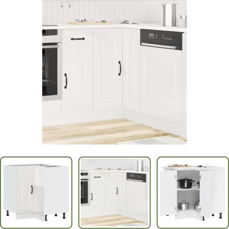 Almacenamiento cocina -  Mueble cocina esquina Kalmar madera ingeniería blanco brillante