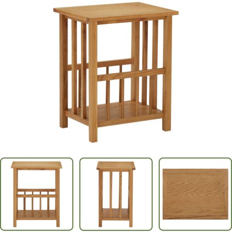 vidaXL Mesa de madera -  Mesa revistero madera maciza de roble 45x35x55 cm