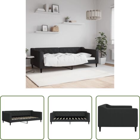 vidaXL Sofá cama negro -  Sofá cama sin colchón tela negro 90x190 cm