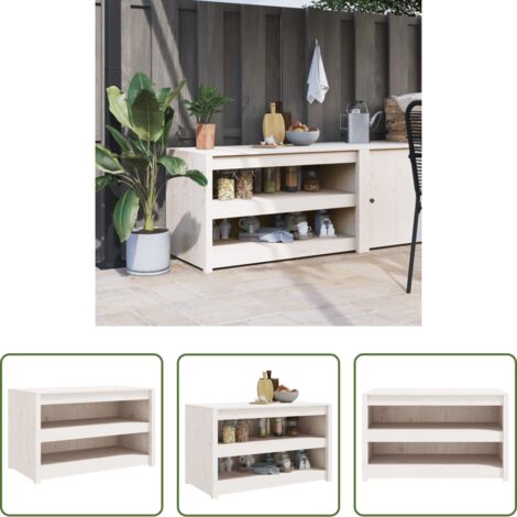 Muebles de cocina exterior - Mueble de cocina exterior MEPPEL madera maciza pino blanco 106x55x64cm