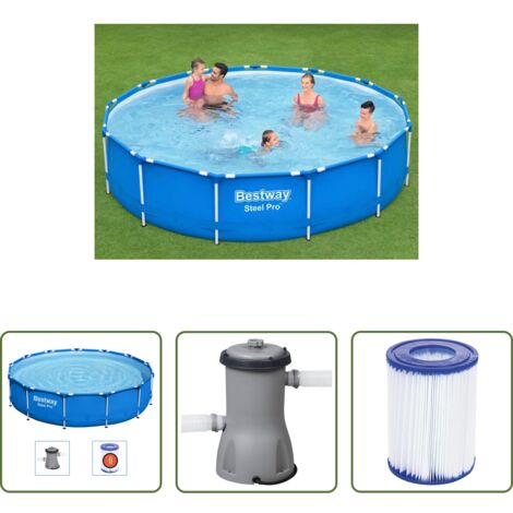 vidaXL Piscina con estructura - Bestway Piscina con estructura Steel Pro 396x84 cm