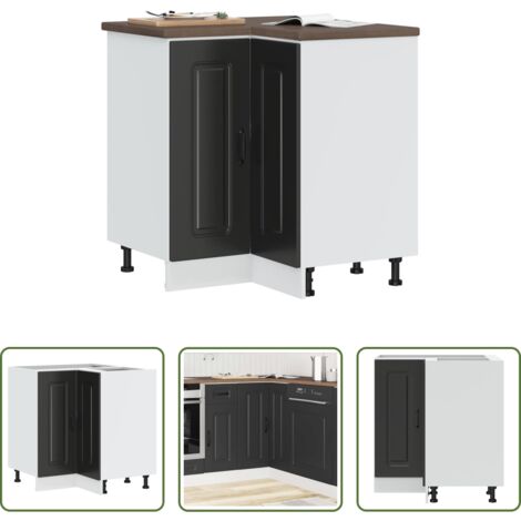 vidaXL Mueble cocina -  Mueble bajo esquinero de cocina Kalmar madera ingeniería negra