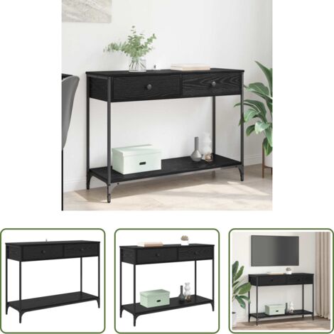 Mesa con cajón -  Mesa Consola con cajón Roble Negro 100 x 34,5 x 75 cm