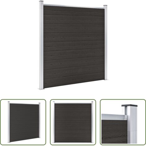 vidaXL Valla de seguridad -  Panel de valla WPC negro 180x186 cm