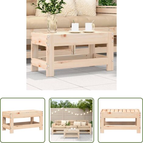 vidaXL Asiento de jardín -  Taburete de jardín madera maciza de pino 62x30x32 cm