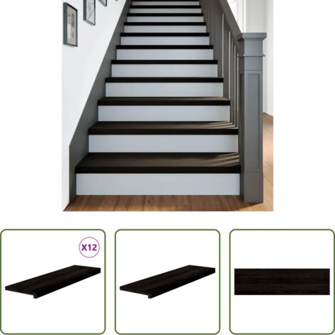 vidaXL Escalones de roble -  Peldaños de escalera 12 uds madera maciza roble marrón oscuro