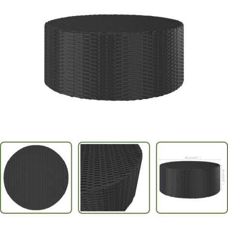 vidaXL Mesa exterior -  Mesita de centro de ratán sintético negro 68x68x30 cm