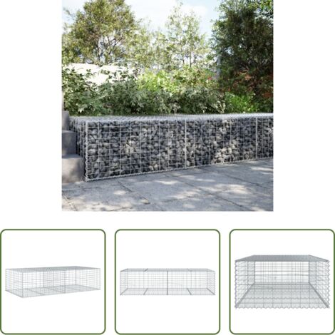 vidaXL Muros de contención -  Cesta de gaviones con cubierta hierro galvanizado 200x100x50 cm