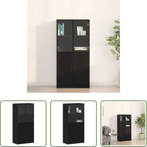 vidaXL Muebles modernos -  Aparador alto Roble Negro 68 x 37 x 142 cm