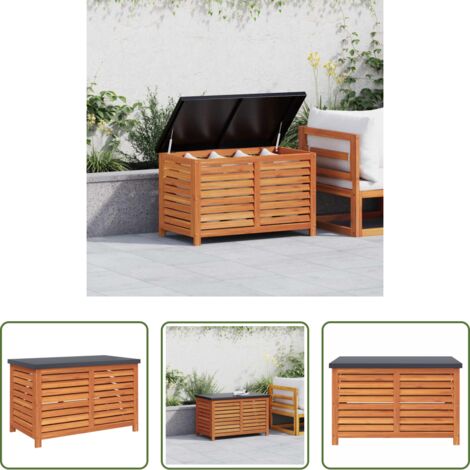 vidaXL Muebles de jardín - Caja de almacenaje de jardín madera maciza eucalipto 90x48x55cm
