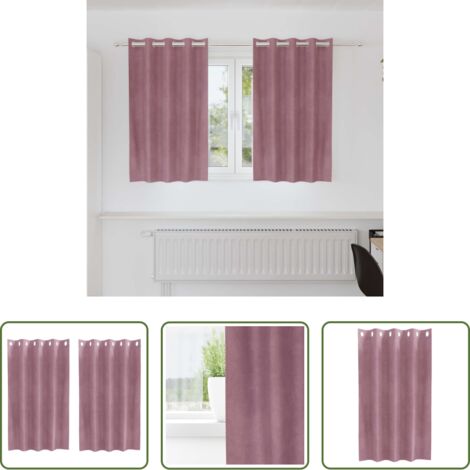 vidaXL Cortinas para dormitorio -  Cortinas opacas 2 pcs Rosa Oscuro 140 x 140 cm Terciopelo
