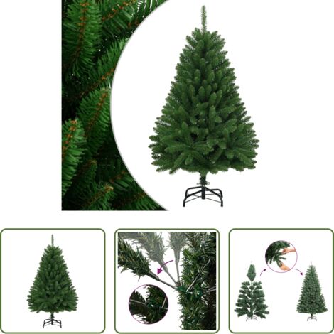 vidaXL Árbol de Navidad verde -  Árbol de Navidad artificial con bisagras y soporte verde 150 cm