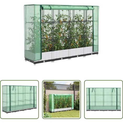vidaXL Cultivo -  Arriate con cubierta invernadero aspecto ratán 160x40x123 cm