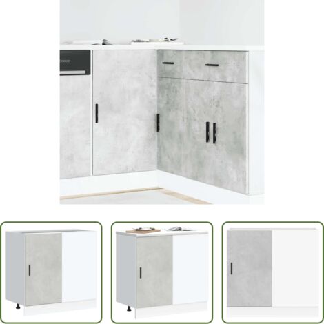 vidaXL Madera contrachapada -  Mueble bajo para fregadero "Lyon" de madera de ingeniería gris hormigón
