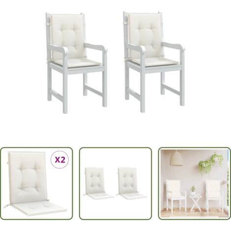 vidaXL Cojín de exterior -  Cojines silla respaldo bajo 2 ud tela crema melange 100x50x4 cm