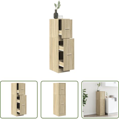 vidaXL Mueble de boticario -  Armario botiquín madera de ingeniería roble Sonoma 30x41x118 cm