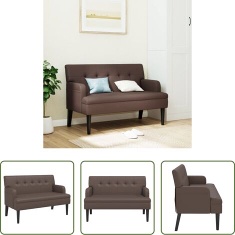 vidaXL Banco marrón -  Banco con respaldo cuero sintético marrón 112x65,5x75 cm