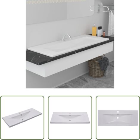 Lavabo de cerámica -  Lavabo encastrado de cerámica blanco 101x39,5x18,5 cm