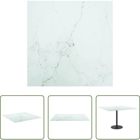Mesa de comedor -  Tablero mesa diseño mármol vidrio templado blanco 60x60 cm 6 mm